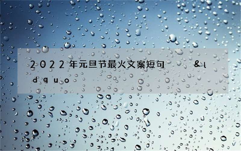 2022年元旦节最火文案短句   &ldquo;千帆过尽向新而行&rdquo;